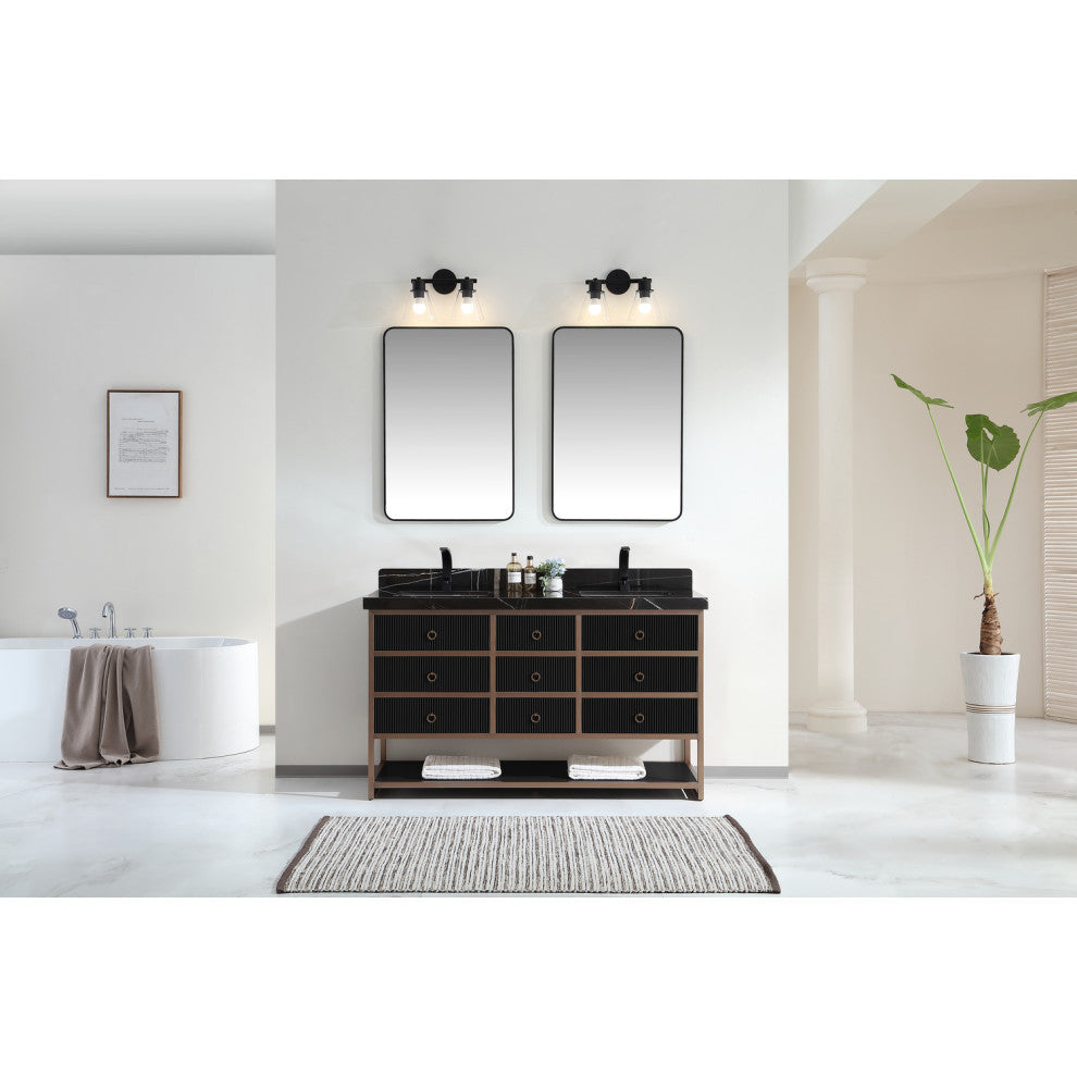 Vanity With Mirror,Sconce,Faucet Included