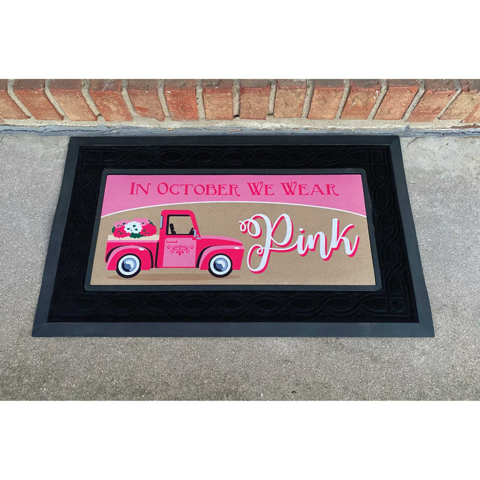 Doormat Insert, Pink Fall Truck