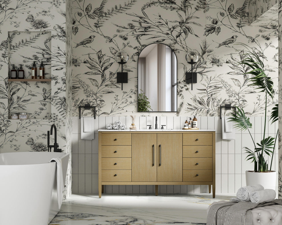 Home Living 60" Single Bathroom Vanity, Linen Oak