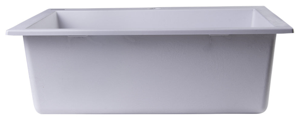 ALFI brand AB2420DI-W White Drop-In Single Bowl Granite Kitchen Sink