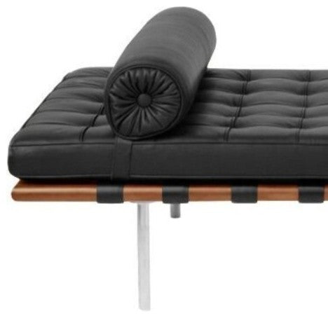 Classic Romano Top Grain Italian Leather Daybed 72", Petite, Black Leather