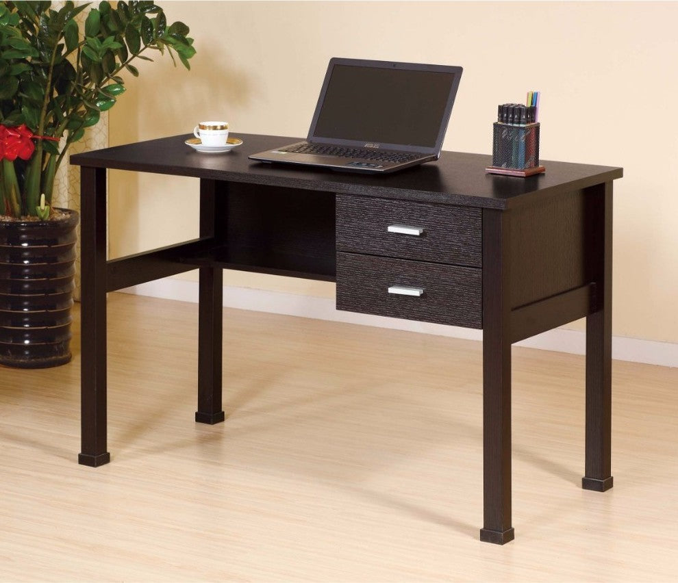Sophisticated Dark Brown Finish 2 Drawers Desk.