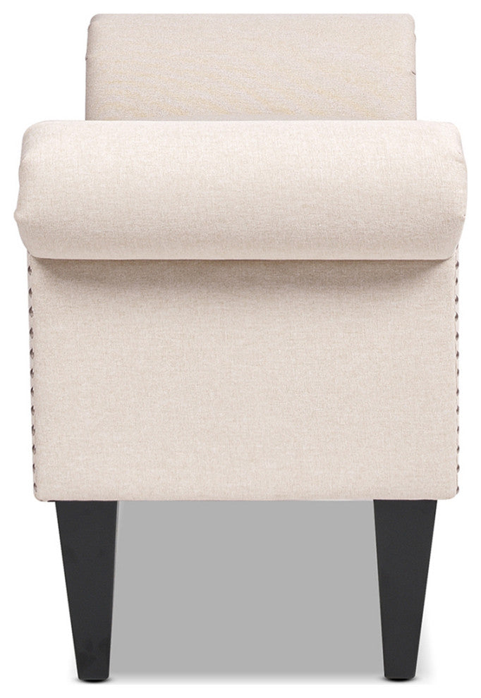 Kathy Roll Arm Entryway Accent Bench, Sky Neutral Beige Polyester