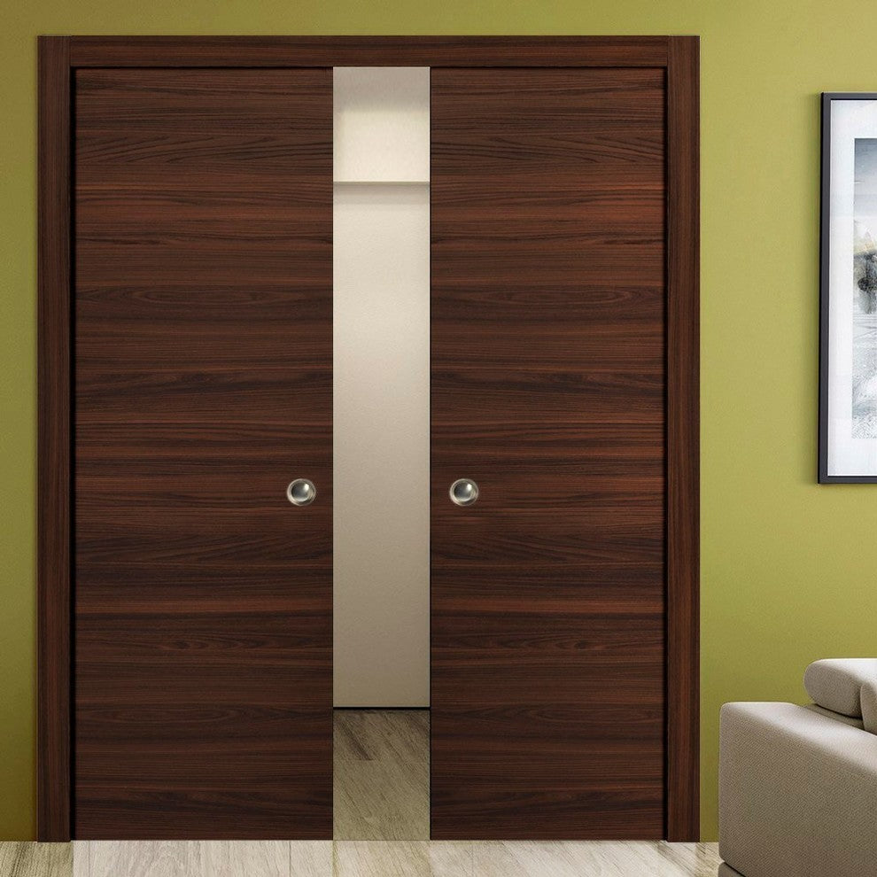 Sliding Double Pocket Closet Doors 56 x 80 | Planum 0010 Chocolate Ash