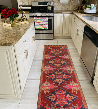 Fine Vintage Distressed Ameer Red/Charcoal Runner, 2'11x11'10