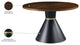 Sheridan Brown Ashburl Veneer Wood Top Dining Table with Matte Black Metal Base