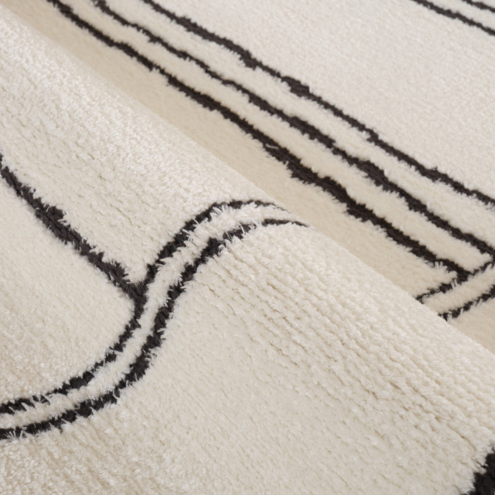 Monotone Moroccan White -1 Power-Loom Area Rug 5' x 7'6"