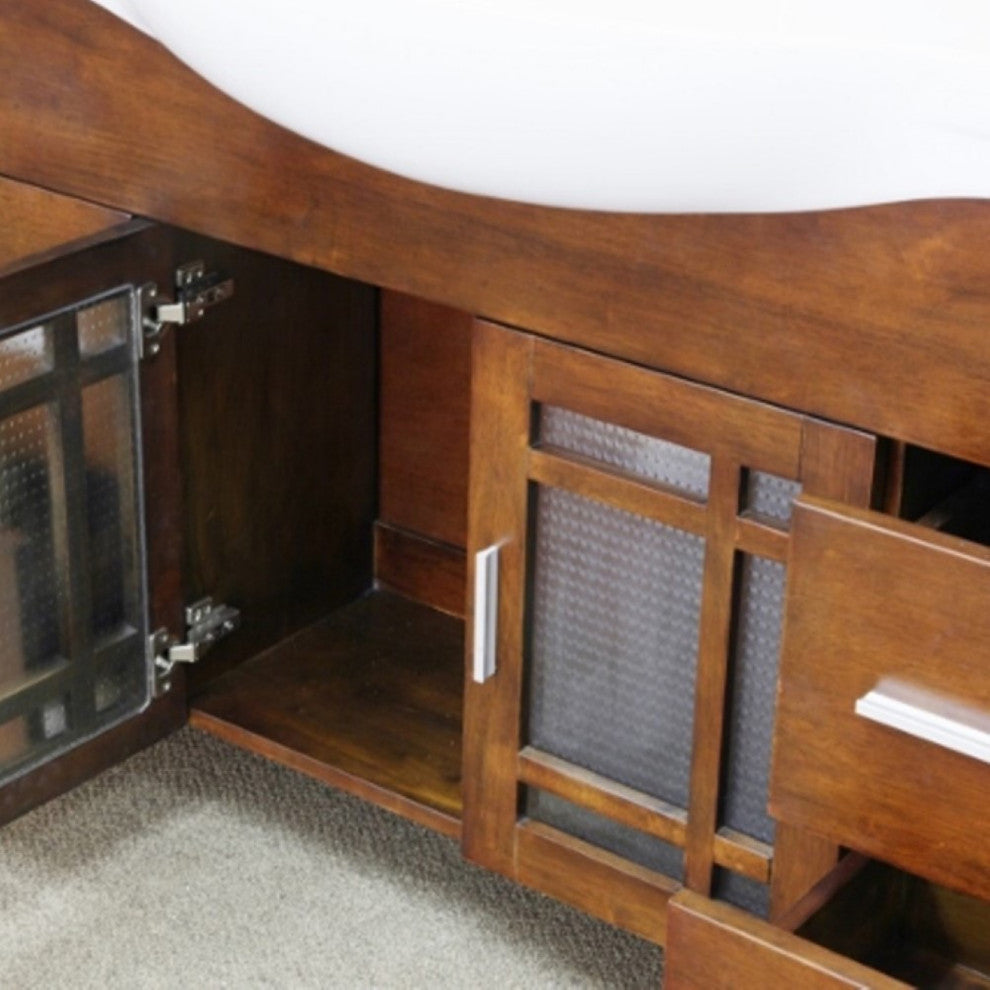 48" Single Sink Vanity, Wood Walnut Finish and Mirror