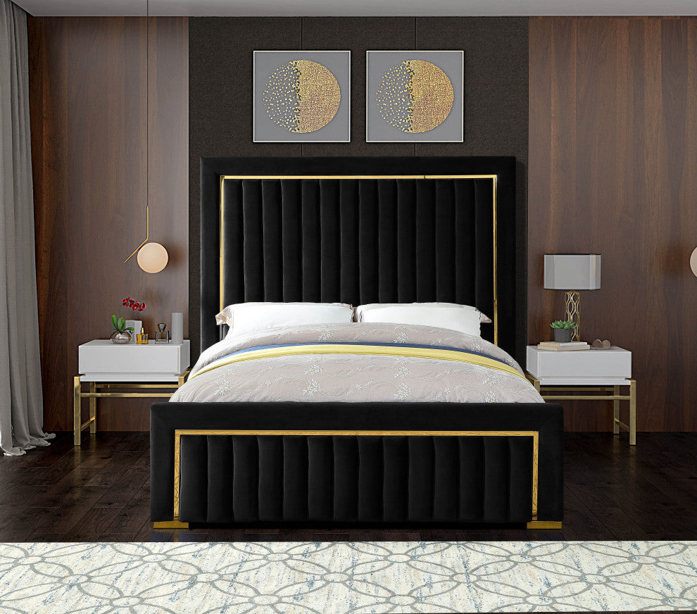 Dolce Velvet Upholstered Bed, Black, King