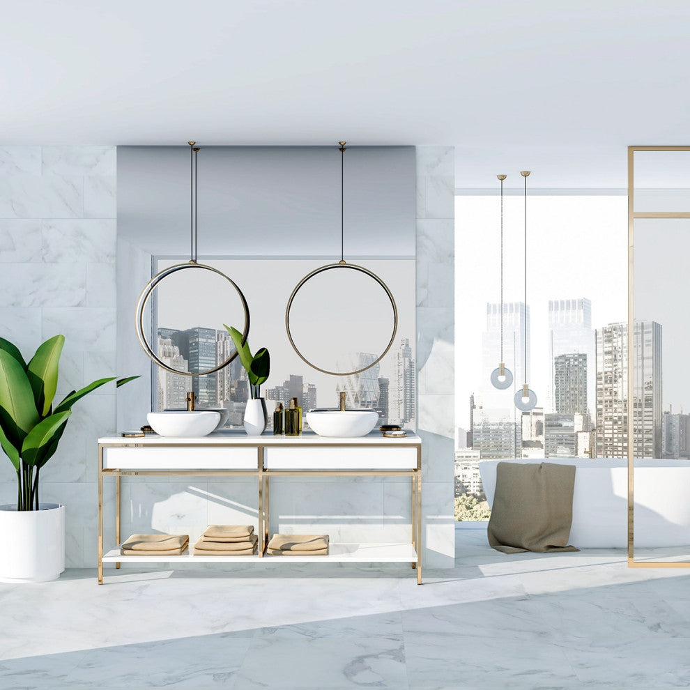 Calacatta Honed 12x24 Micro Beveled Marble Tile