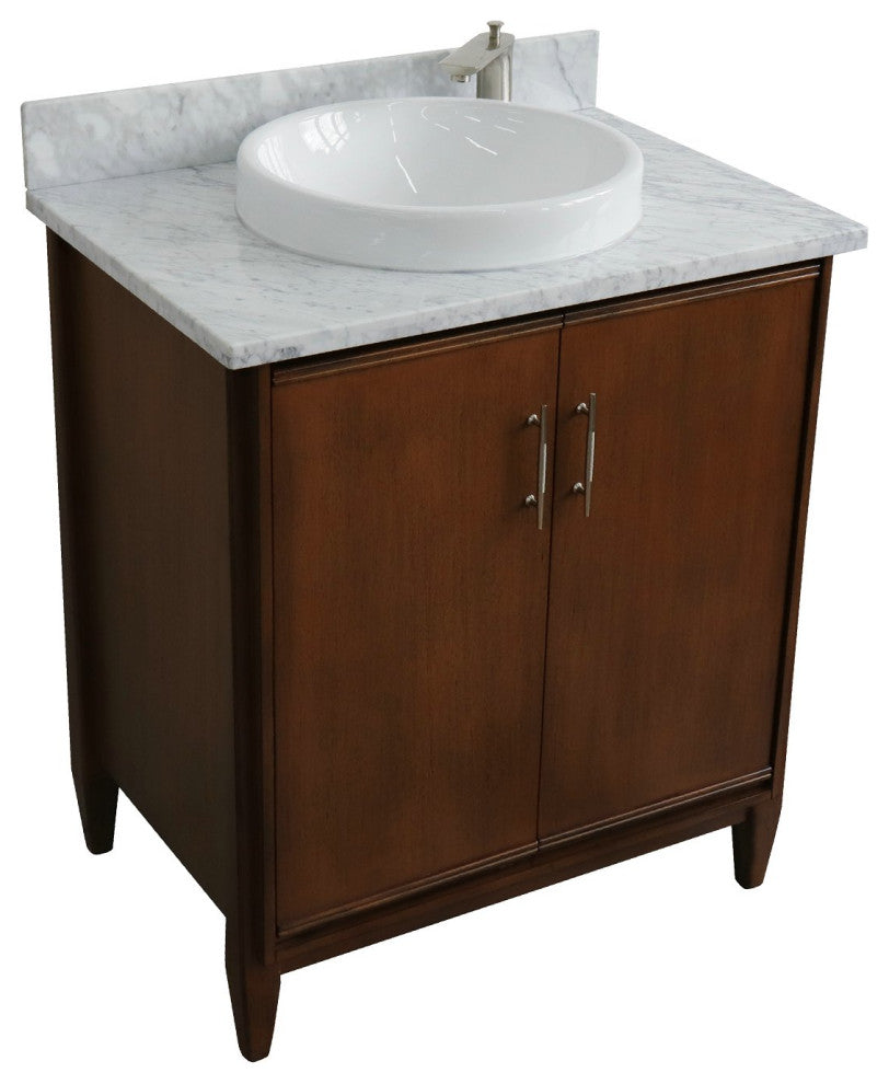 31" Single Sink Vanity, White Carrara Marble