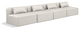Cube Upholstered Modular Sofa, Cream, 4-Piece: 4 Armless Chair, Vegan Leather