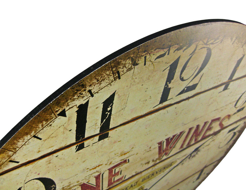 Fine Wines Barrel Motif 23" Diameter Wall Clock