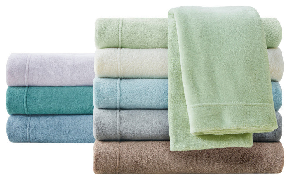 True North by Sleep Philosophy Knitted Plush Sheet Set, Ivory, Twin