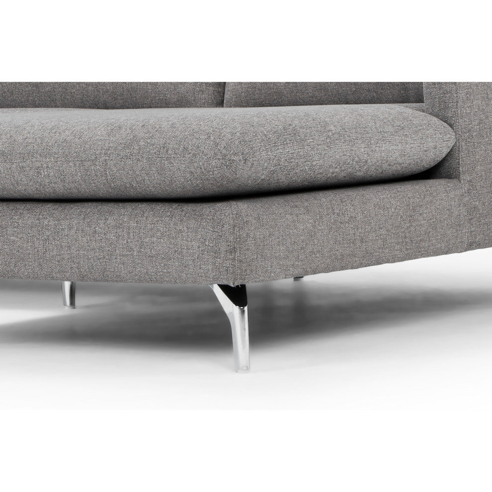 Metro Anderson Chaise Sectional, Chrome Legs, Dark Gray, Right Arm Facing