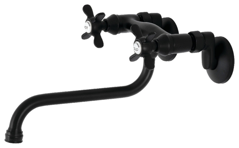 Kingston Brass KS115MB Essex Two Handle Wall Mount Bathroom Faucet, Matte Black