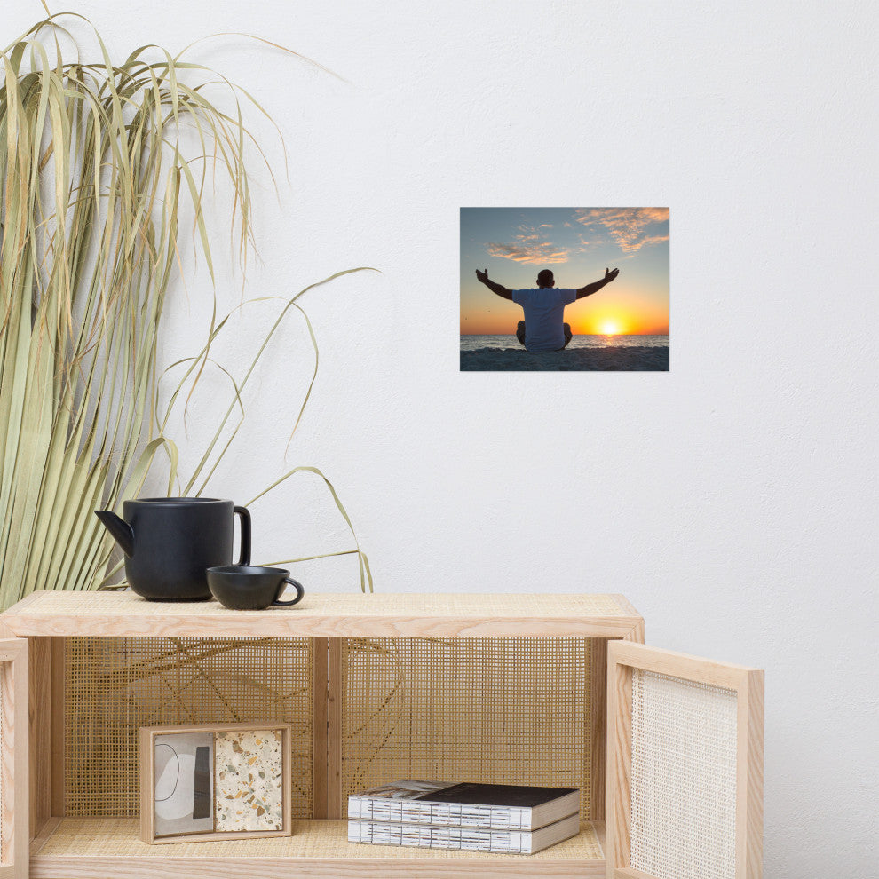 Embrace The Light Sunset Coastal Landscape Photo Wall Art Print - Decor, 11" X 14"