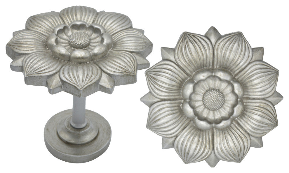 Large Bloom Medallion Drapery Holdback, English Pewter