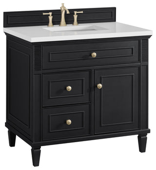 Lorelai 36" Single Vanity, Black Onyx, 3 CM White Zeus Top