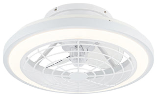 20 in. LED White Low Profile Caged Enclosed Ceiling Fan with Remote Control