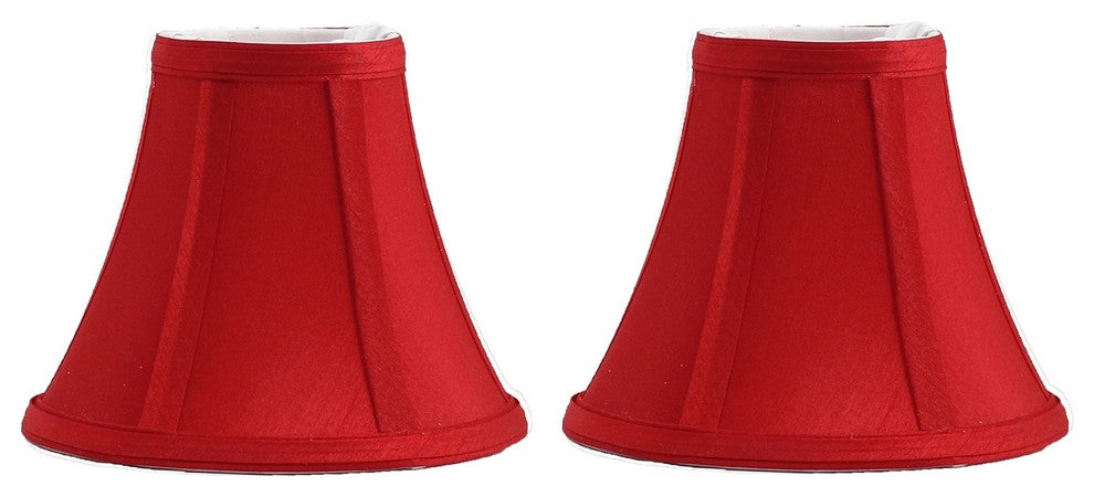Silk Bell Chandelier Lamp Shade, 3x6x5", Red, Set of 2