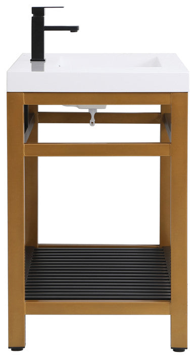 Home Living Single Bathroom Metal Vanity, Golden Black, 42"