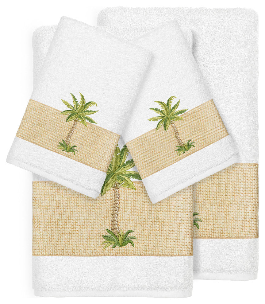 Colton 4-Piece Embellished Towel Set, White