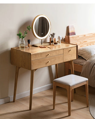 Ash Wood Dressing Table, Walnut Color/ Makeup Table 31.4"