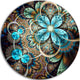 Colorful Fractal Flowers With Blue Shade, Digital Round Wall Art, 36"
