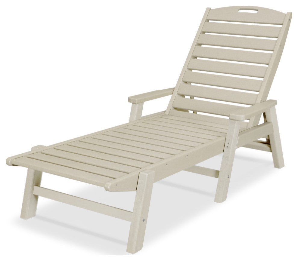 Polywood Nautical Chaise With Arms, Sand