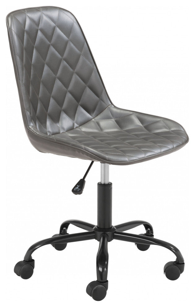 Gray Stylized Faux Leather Office Chair