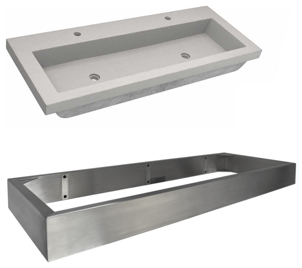 48" Zaca Vanity Base with NativeStone Trough in Ash