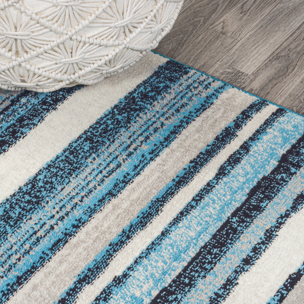 Magnolia Beach Strie' Striped Blue/Navy 8'x10' Area Rug