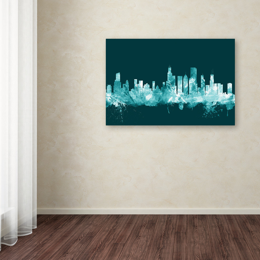 Michael Tompsett ''Chicago Illinois Skyline Teal'' Canvas Art, 22x32