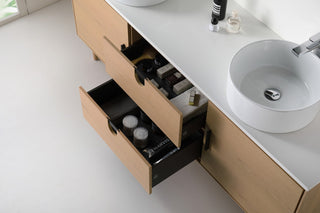 Newton Bath Vanity, Whitewash Oak, 72", Double Sink, Freestanding