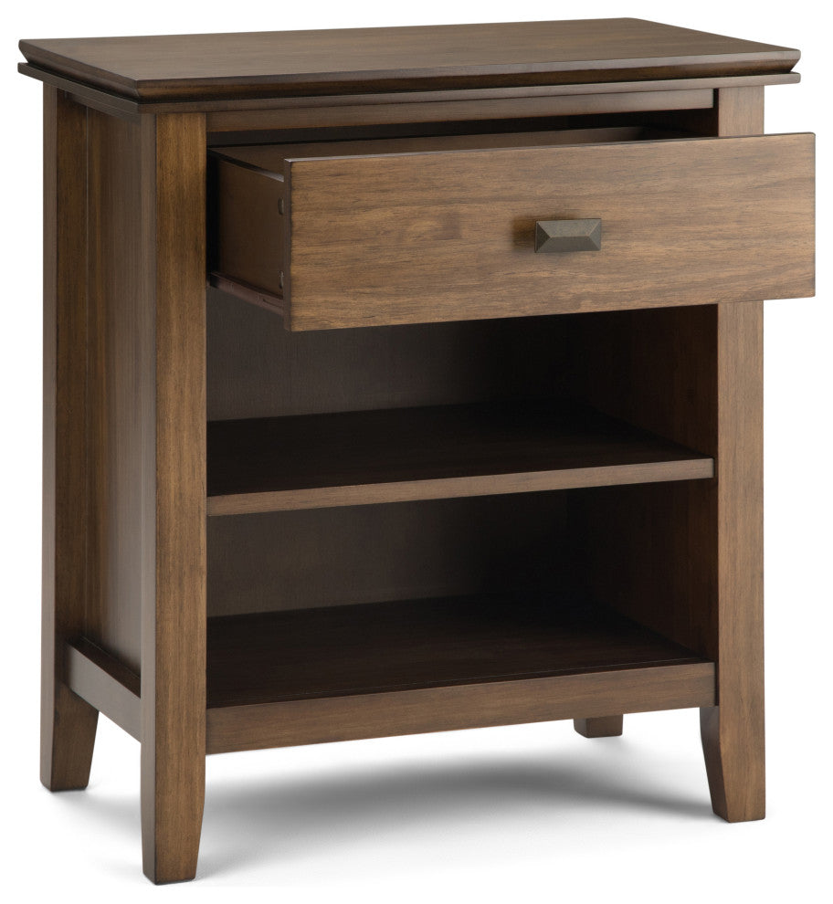 Artisan Solid Wood Bedside Table in Rustic Natural Aged Brown