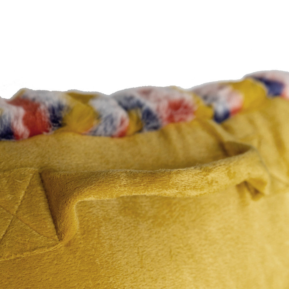 Multi Jacquard Faux Fur Bed Rest NEED ASSEMBLY, 20" x 18" x 17", Orange