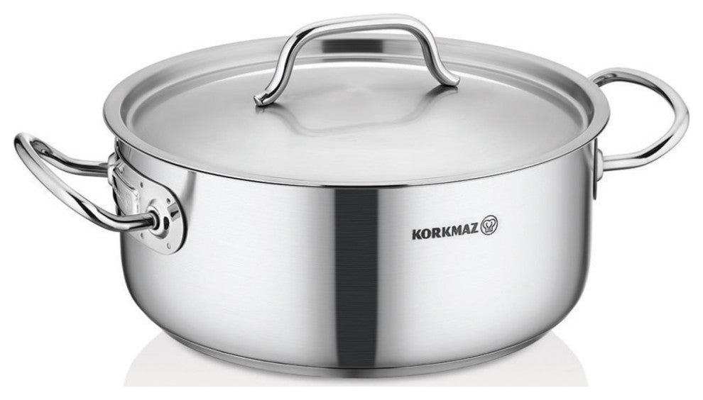 Korkmaz Stainless Steel Low Casserole-26.5 Quart, a2743