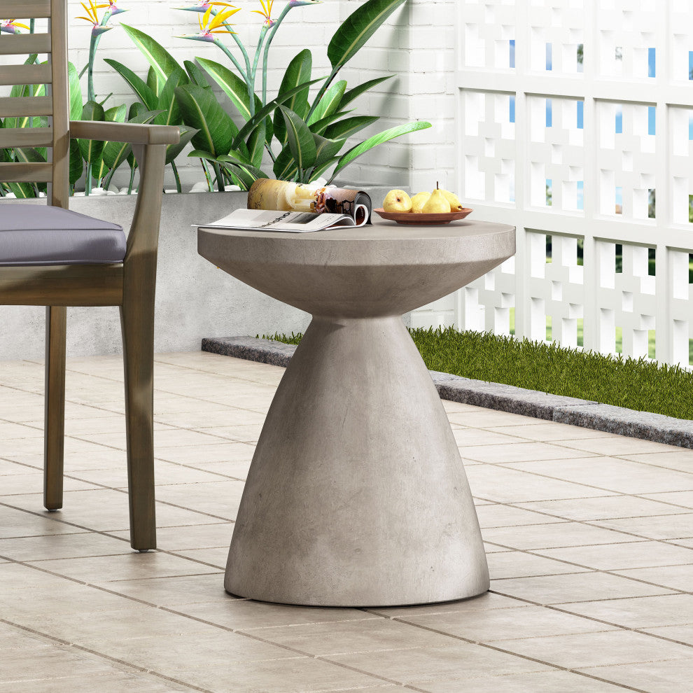 Inkwood Outdoor Lightweight Concrete Side Table, Concrete Finish
