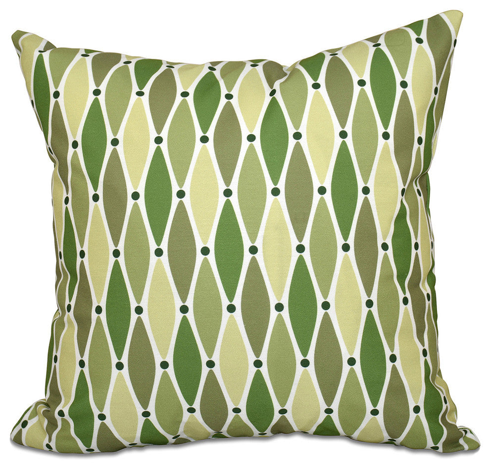 Wavy, Geometric Print Pillow, Green, 16"x16"