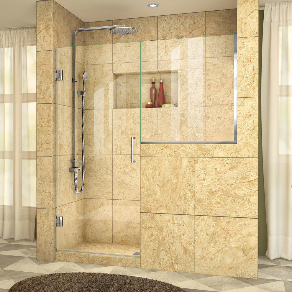 Unidoor Plus 60-60.5"x72" Hinged Shower Door, Chrome