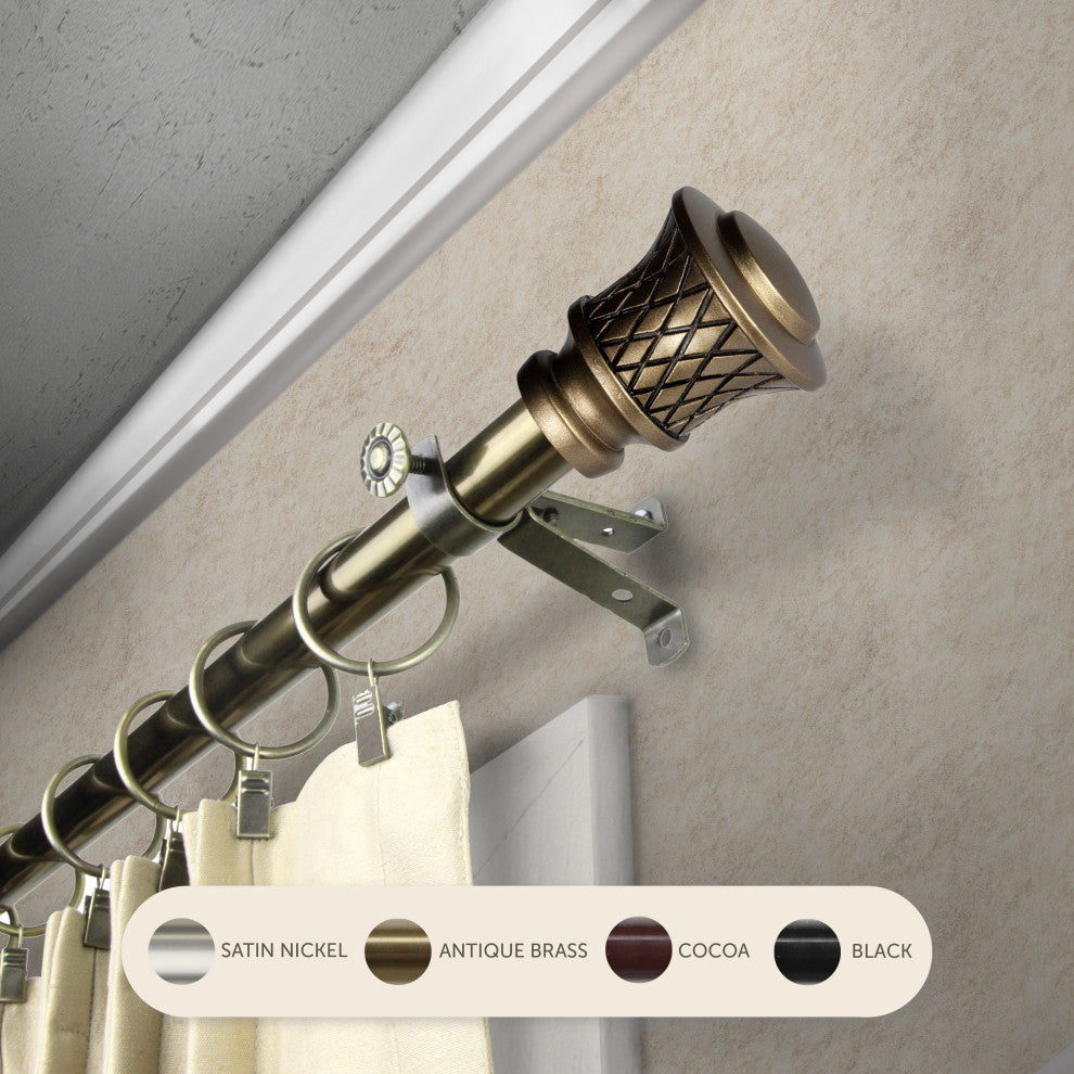 Verena 13/16" Curtain Rod, Antique Brass, 18-28"