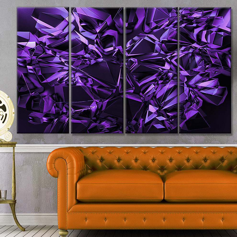 Purple Crystal Texture Design, Abstract Canvas Art Print, 48"x28", 4 Panels
