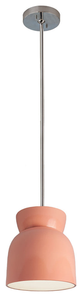 Large Hourglass Pendant, Gloss Blush, Polished Chrome, Incandescent