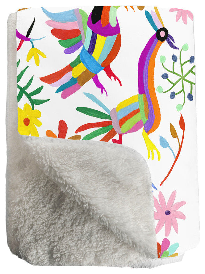 Laural Home Folk Art Whimsy Sherpa Throw Blanket