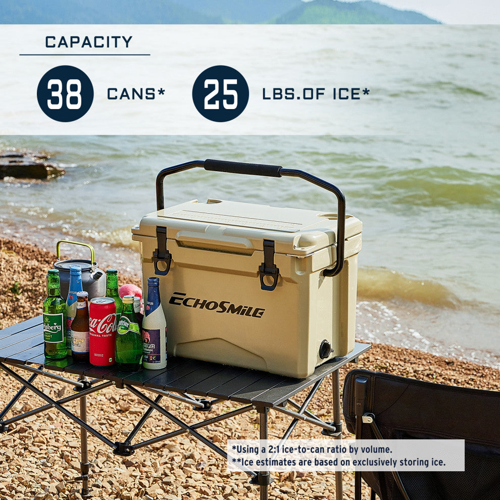 EchoSmile 25 qt. Rotomolded Cooler, Khaki