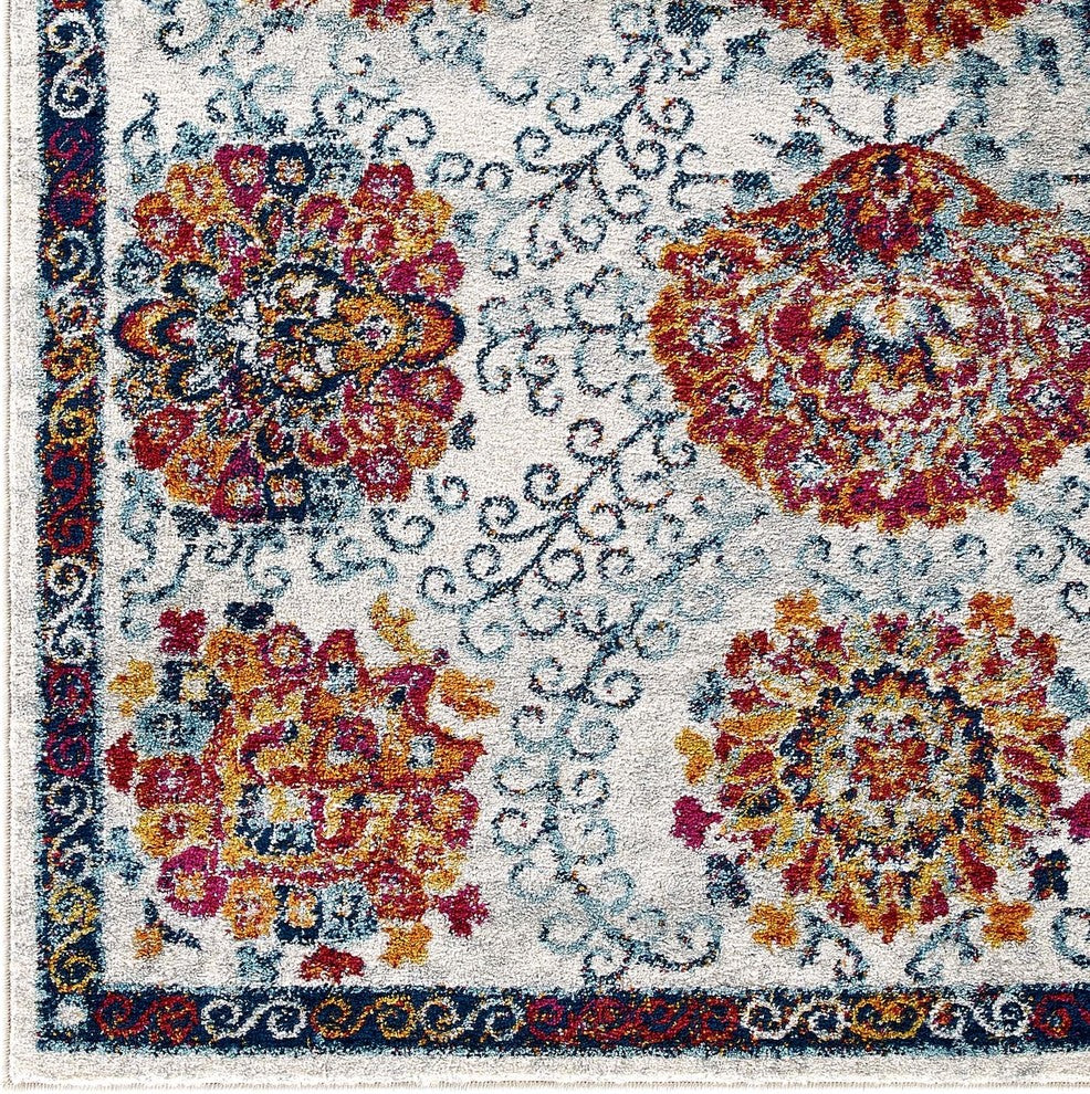Entourage Kensie Distressed Vintage Floral Moroccan Trellis 5x8 Area Rug