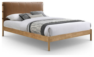 Asher Upholstered Bed, Cognac, Queen, Vegan Leather