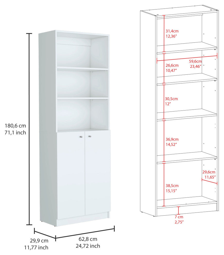 Salina 3 Piece Living Room Set with 3 Bookcases, White