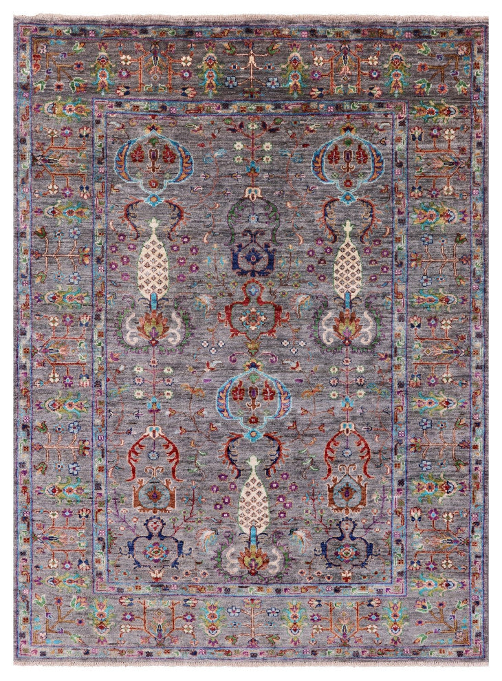 5' 1" X 6' 6" Persian Tabriz Handmade Wool Rug Q9630